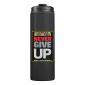 Nooit opgeven Nooit Motivatie citaat inleveren Thermosbeker (Voorkant)