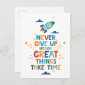 Nooit opgeven omdat het tijd kost briefkaart (Voorkant / Achterkant)