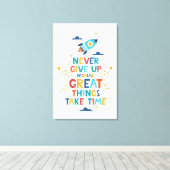 Nooit opgeven omdat het tijd kost canvas afdruk (Insitu (Houten vloer))