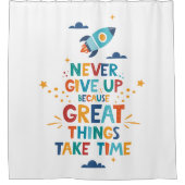 Nooit opgeven omdat het tijd kost douchegordijn (Voorkant)