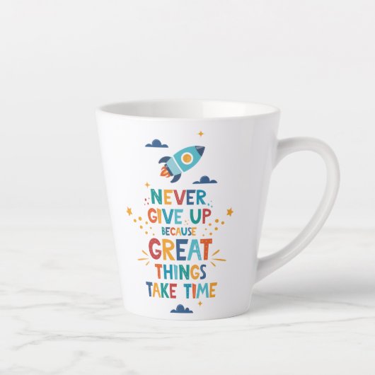 Nooit opgeven omdat het tijd kost latte mok (Rechts)