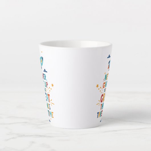 Nooit opgeven omdat het tijd kost latte mok (Voorkant)