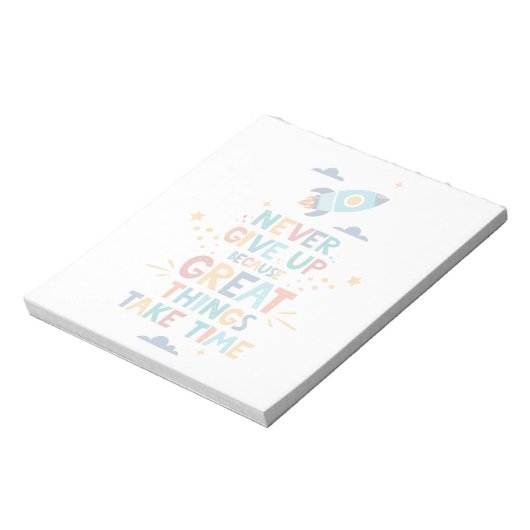 Nooit opgeven omdat het tijd kost notitieblok (Linkerzijde)