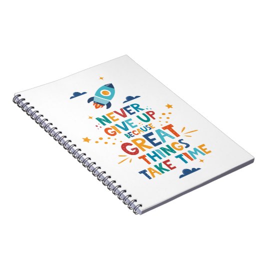 Nooit opgeven omdat het tijd kost notitieboek (Rechterzijde)