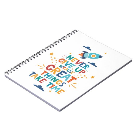 Nooit opgeven omdat het tijd kost notitieboek (Linkerzijde)