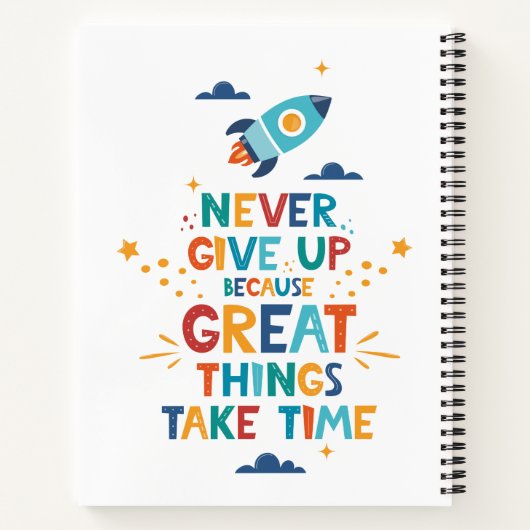 Nooit opgeven omdat het tijd kost notitieboek (Achterkant)