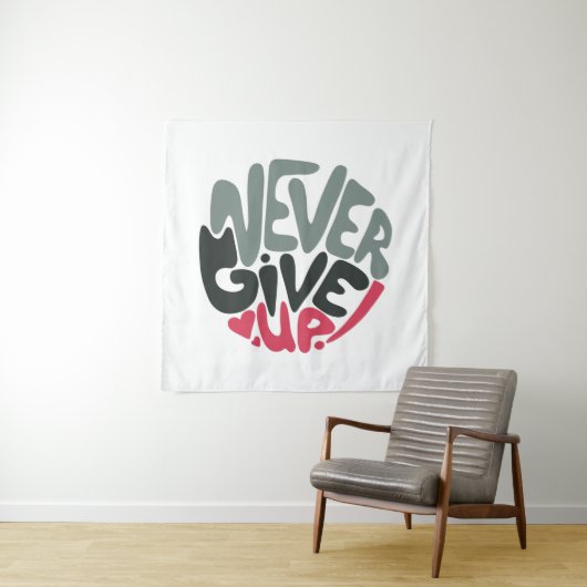 Nooit Opgeven - Opbeurende Inspirerende Wit Wandkleed (In situ)