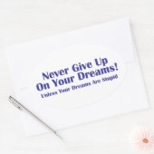 Nooit opgeven ovale sticker (Envelop)