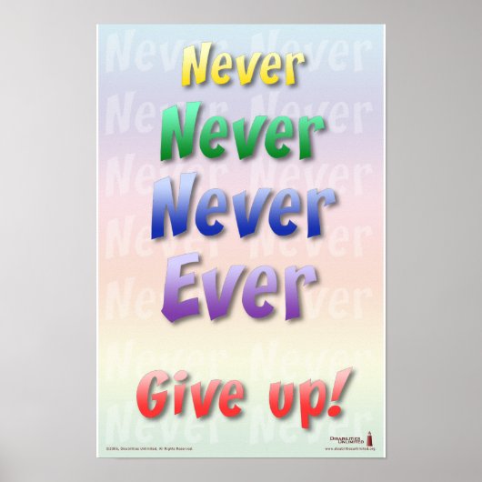 Nooit Opgeven Poster (Voorkant)