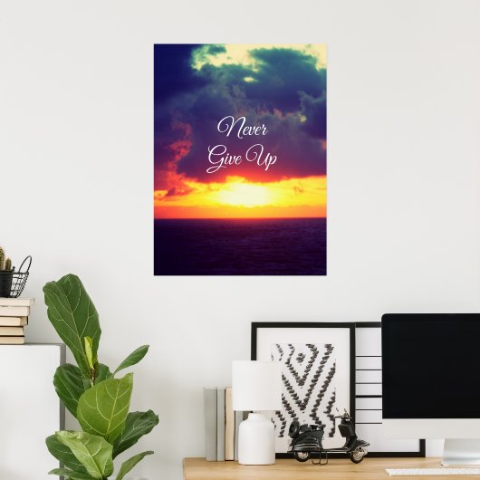 Nooit opgeven poster (Thuiskantoor)
