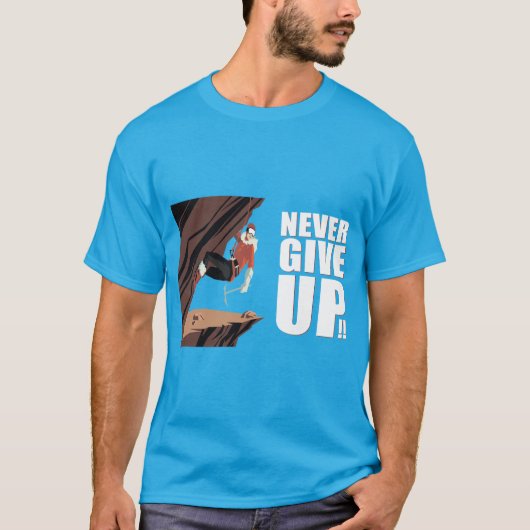 Nooit opgeven! Rotsklimmen T-shirt (Voorkant)