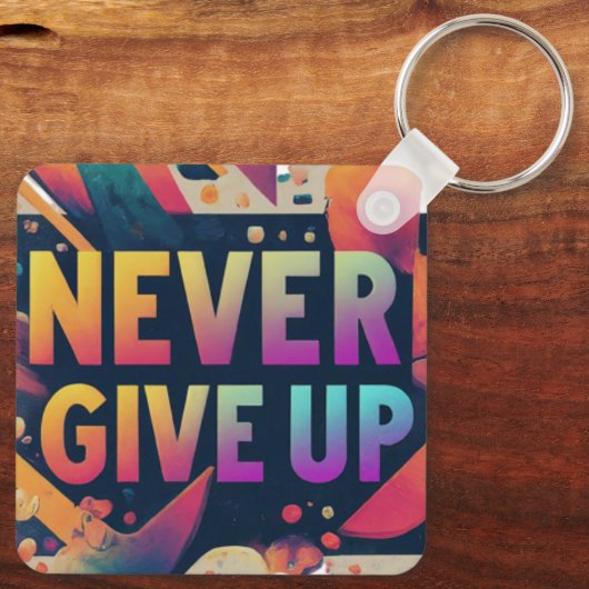 Nooit opgeven sleutelhanger (Achterkant)