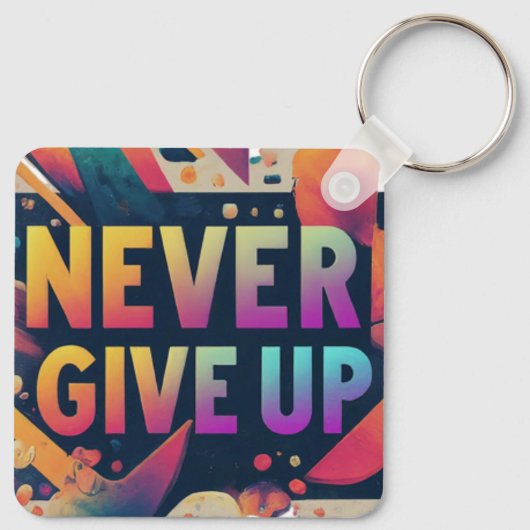 Nooit opgeven sleutelhanger (Achterkant)
