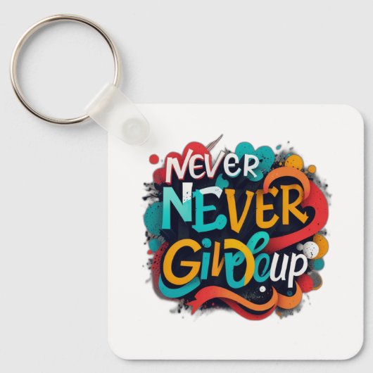 Nooit opgeven sleutelhanger (Voorkant)