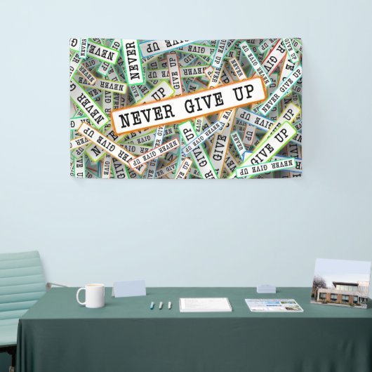 Nooit opgeven spandoek (Beurs)