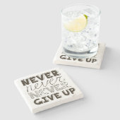 Nooit opgeven stenen onderzetter (Zijkant)