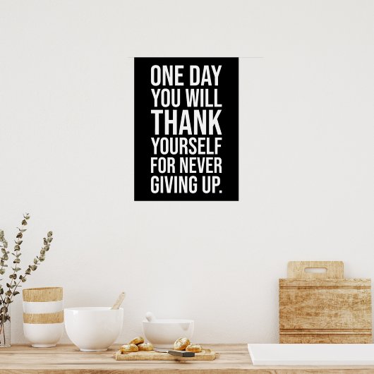 Nooit opgeven - Succes Motivatie Poster (Keuken)