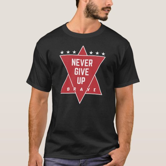 Nooit opgeven t-shirt (Voorkant)