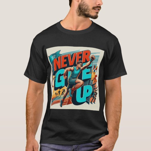 Nooit opgeven t-shirt (Voorkant)