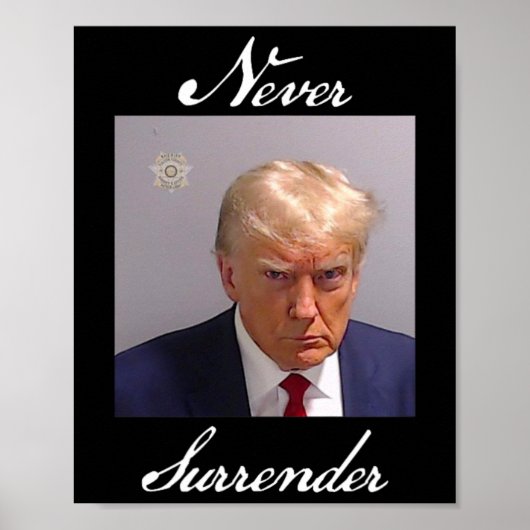 Nooit Opgeven Trump Mug Shot Poster (Voorkant)