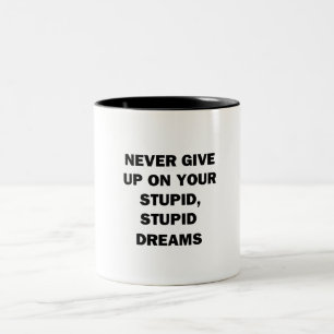 Nooit opgeven tweekleurige koffiemok