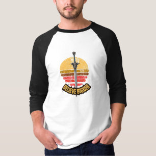 Nooit Opgeven Zonsondergang Avontuur Baseball Ragl T-shirt