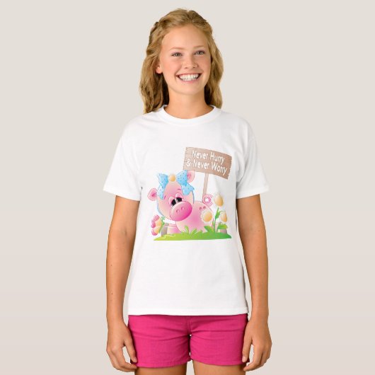 Nooit opschieten en nooit zorgen t-shirt (Voorkant volledig)