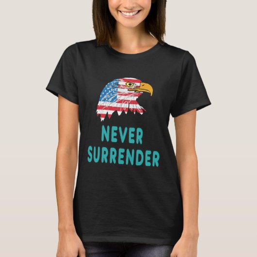 Nooit overgeven t-shirt (Voorkant)