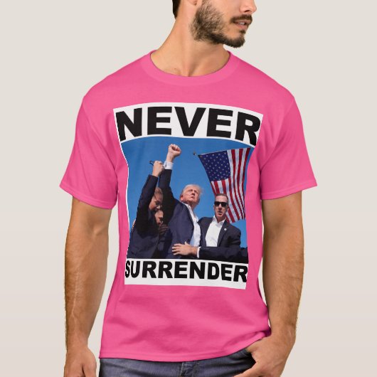 Nooit overgeven t-shirt (Voorkant)