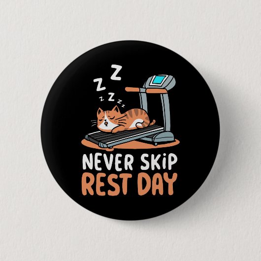 Nooit Rustdag Overslaan Funny Bodybuilding Kat Wor Ronde Button 5,7 Cm (Voorkant)