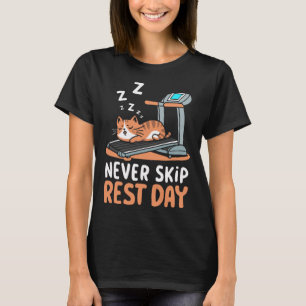 Nooit Rustdag Overslaan Funny Bodybuilding Kat Wor T-shirt