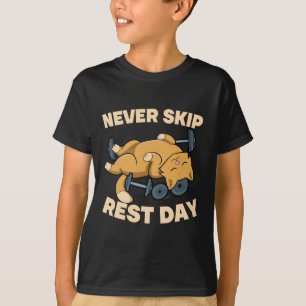 Nooit Rustdag Overslaan Kat Kitten Gym Workout Bod T-shirt