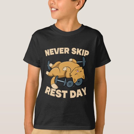 Nooit Rustdag Overslaan Kat Kitten Gym Workout Bod T-shirt (Voorkant)