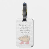 Nooit rusten met varkens bagagelabel (Achterkant verticaal)