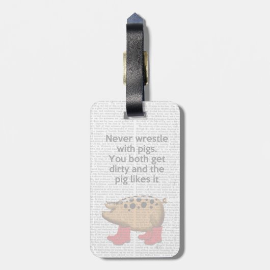 Nooit rusten met varkens bagagelabel (Achterkant verticaal)