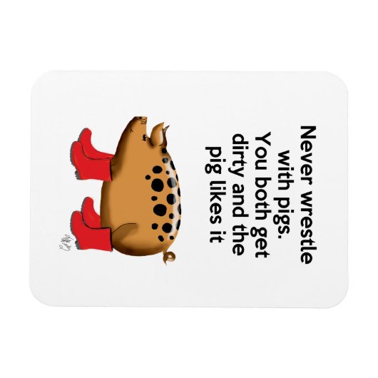 Nooit rusten met varkens magneet (Horizontaal)