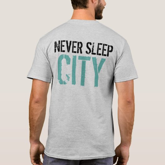 Nooit slaap stad t-shirt (Achterkant)