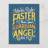 Nooit sneller rijden dan je voogd-engel kan vliege briefkaart (Voorkant)