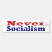 Nooit socialisme met rode blauwe tekst bumpersticker (Voorkant)
