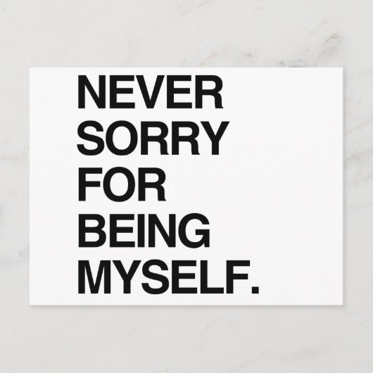 NOOIT SORRY VOOR MYSELF BRIEFKAART (Voorkant)