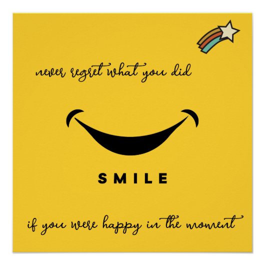 Nooit spijt. Lach! Vallende Ster. bewerkbaar Perfect Poster (Voorkant)