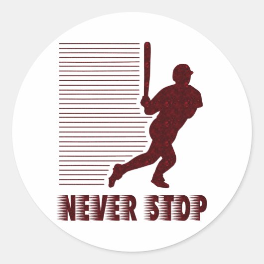 Nooit stoppen: honkbal ronde sticker (Voorkant)