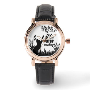 "Nooit stoppen met bereiken" Silhouette Cat Watch Horloge