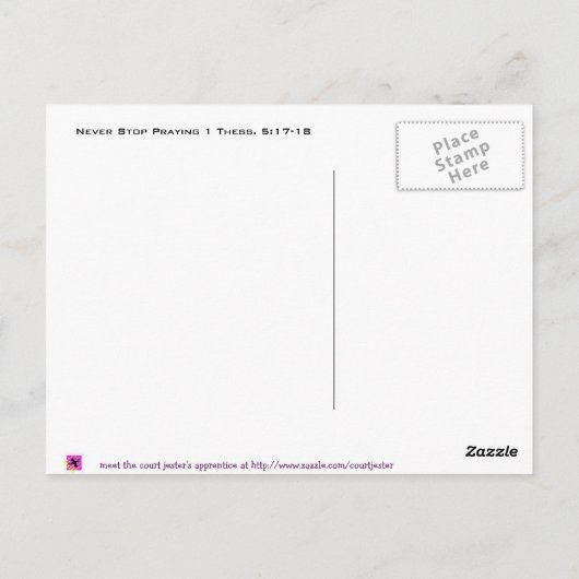 Nooit stoppen met bidden briefkaart (Achterkant)