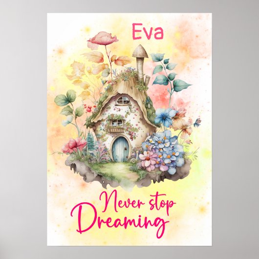 Nooit Stoppen met Dromen Kinderen Motivatie Quote Poster (Voorkant)