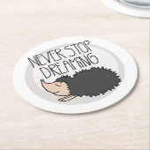 Nooit stoppen met dromen ronde kartonnen onderzetter (Gebogen)