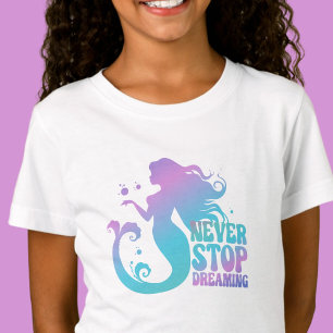 Nooit stoppen met dromen - Roze Zeemeermin Meisjes T-shirt
