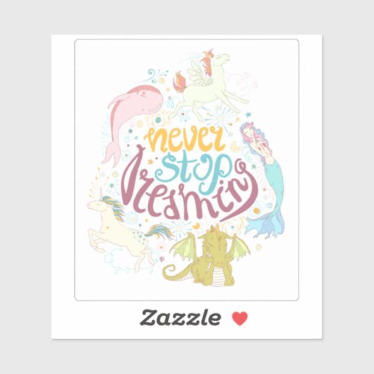 Nooit stoppen met dromen sticker (Vel)