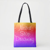 Nooit stoppen met dromen van regenboogsterren tote bag (Voorkant)