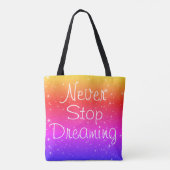 Nooit stoppen met dromen van regenboogsterren tote bag (Achterkant)